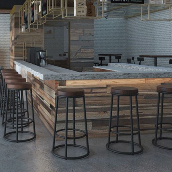 Industrial Armless Backless Counter Stool Iron Cashier Bar Stool with Seat and Pedal Clearhalo 'Bar Furniture' 'Bar Stools' 'bar_stools' 'furn' 'furn_bar_stools' 'Furniture' 'furniture_bar_stools' 'Kitchen & Dining Furniture' 1200x1200_2476186c-214f-4c55-b39b-dcb28eb647ef