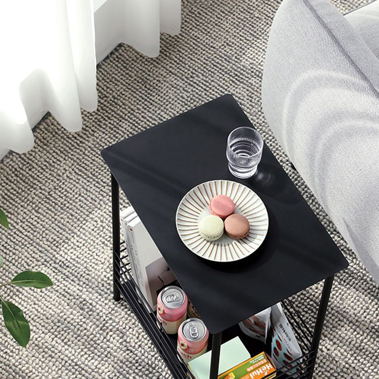 23.62" Tall Rectangular Side Accent Table Metal 4 Legs End Table