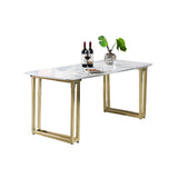 Rectangle Double Pedestal Dining Table Glam Faux Marble Table for Dining Room Clearhalo 'Dining Tables & Seating' 'Dining Tables' 'dining_table' 'furn' 'furn_dining_table' 'Furniture' 'Kitchen & Dining Furniture' 1200x1200_24785f68-dffd-47d0-ad8b-9378ce9b1563