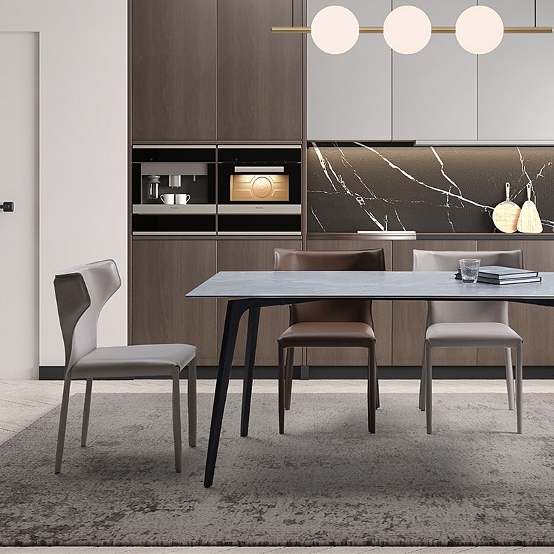 Moderne lederen armloze eetkamerstoel Wingback Side Chair voor restaurantgebruik