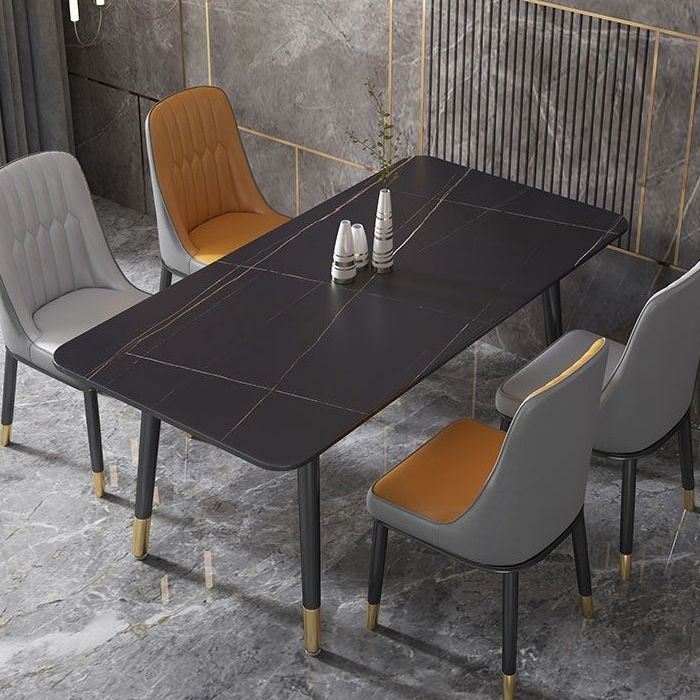 Rectangular Sintered Stone Dining Table Luxury Furniture with 4 Legs in Matte Finish Home Clearhalo 'Dining Tables & Seating' 'Dining Tables' 'dining_table' 'furn' 'furn_dining_table' 'Furniture' 'Kitchen & Dining Furniture' 1200x1200_2479716f-d04b-4551-9c7a-a344d5dae4ac