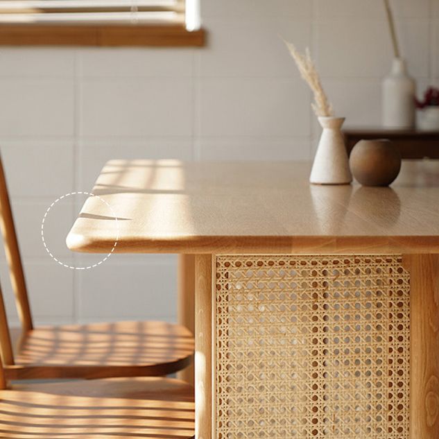 Modern Oak Table for Restaurant Rectangle Dining Table with Double Pedestal Clearhalo 'Dining Tables & Seating' 'Dining Tables' 'dining_table' 'furn' 'furn_dining_table' 'Furniture' 'furniture_dining_table' 'Kitchen & Dining Furniture' 'kitchen' 'kitchen_dining_table' 1200x1200_247b581e-67fb-4975-ac3c-af4b98c8b84a