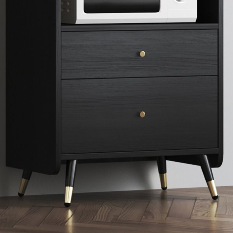 Zwarte open opbergserver Glam Wood Dining Server met 2 lades