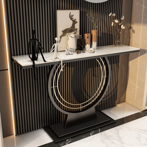 31.5" Tall Hall Console Table Stone Rectangle Accent Table for Hall