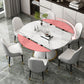 Contemporary Round Dining Table Sintered Stone Table with White Pedestal Base,53.1"L x 53.1"W x 30"H Clearhalo ' dining_table' 'Dining Tables & Seating' 'Dining Tables' 'furn' 'furn_dining_table' 'Furniture' 'furniture_dining_table' 'Kitchen & Dining Furniture' 'kitchen&dining_furn' 'kitchen' 'kitchen_dining_table' 1200x1200_24800e77-7cbb-4f7f-877d-d84c6e6462a3