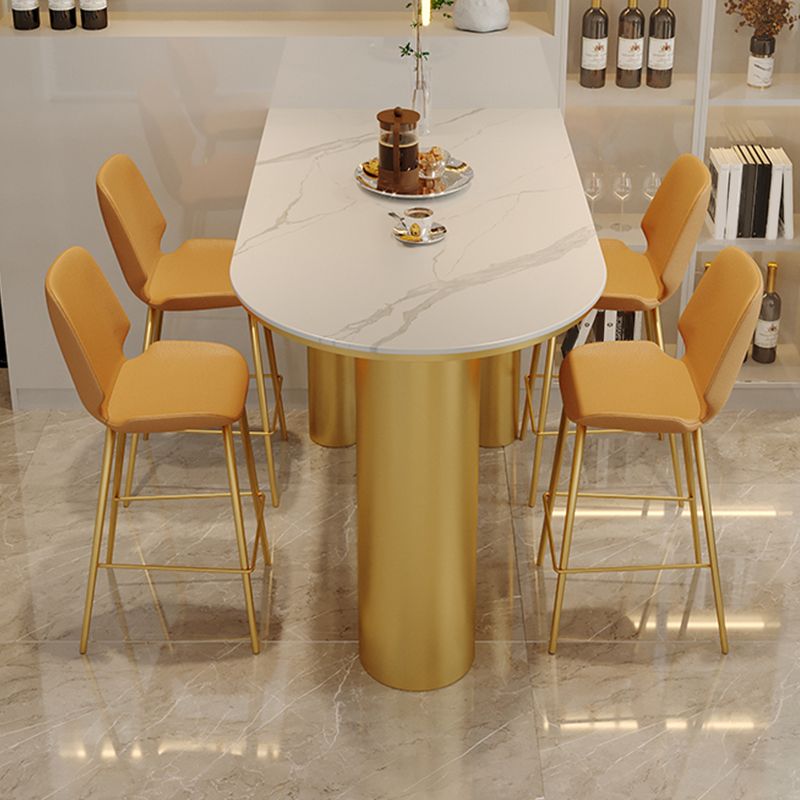 Low Back Upholstered Dining Stools Bucket Bar Stools with Metal Base