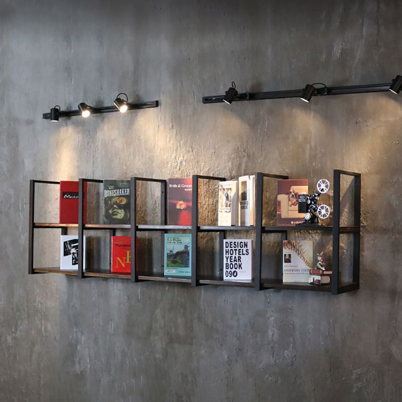 Industrial Wooden Storage Bookshelf Wall Mounted Bookcase with Rectangle Shelves Clearhalo 'Bookcases' 'furn' 'furn_bookcases' 'Furniture' 'Office Furniture' 1200x1200_2486b360-22bd-4f01-8761-04a80db42128