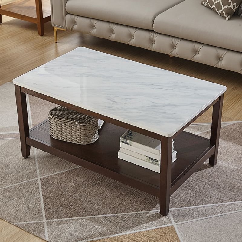 Nordic Rectangular Coffee Table Shelf Included Wood Cocktail Table -19.7"