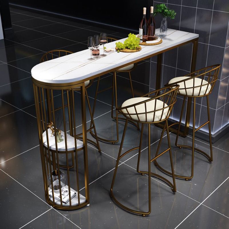 Modern Style Bar Table 42-inch Height Stone Top Bistro Table with Storage Shelf Clearhalo 'Bar Furniture' 'Bar Tables' 'bar_tables' 'furn' 'furn_bar_tables' 'Furniture' 'furniture_bar_tables' 'Kitchen & Dining Furniture' 1200x1200_24876f68-023d-43e2-8082-9981a8607bf7