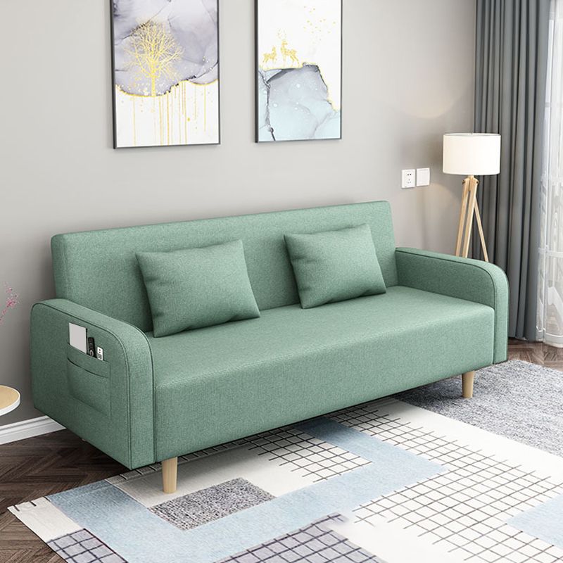 Divano contemporaneo con 2 cuscini convertibili braccio quadrato