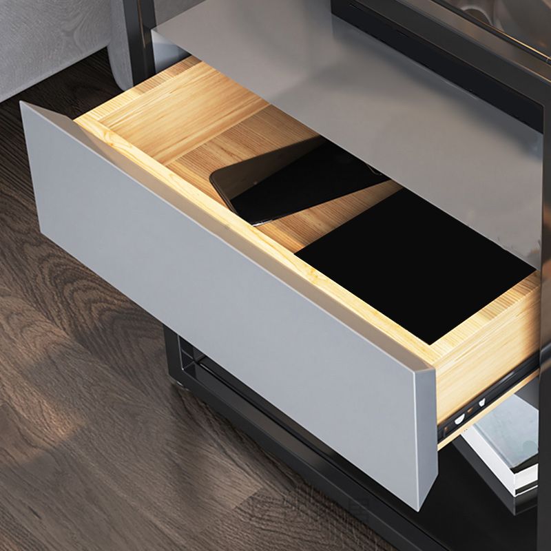 Table de nuit de 21 pouces H ouverte étagère en verre métallique en métal incluse la table de chevet