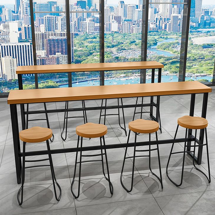 1/5 pièces Industrial Iron Bar Table Set Rectangle Pine Wood Top Bistro Set avec reproche