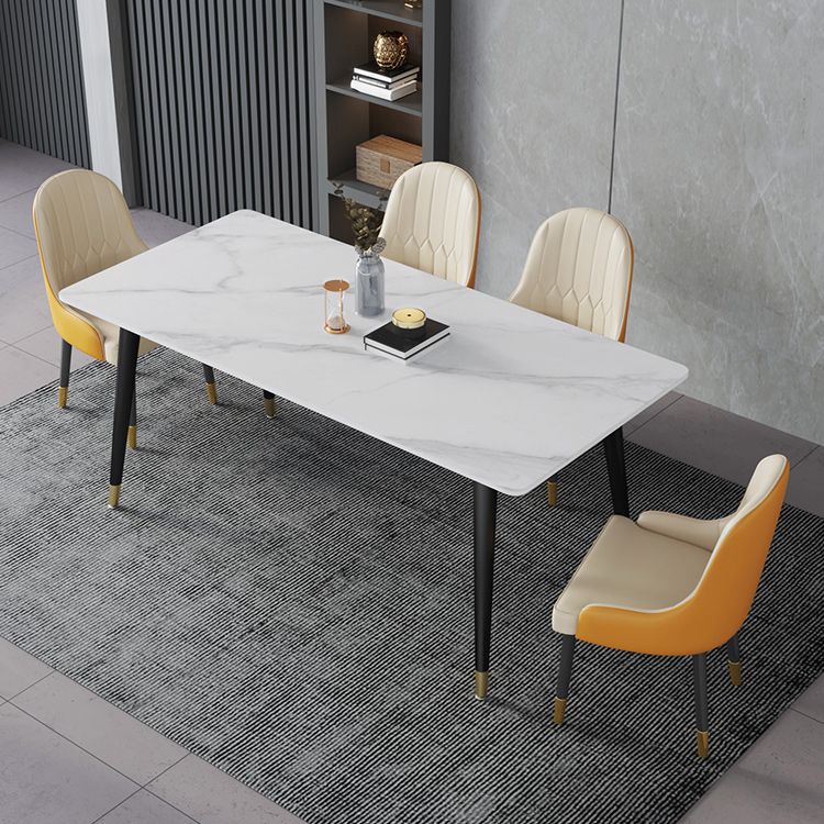 Mesa de comedor rectangular mesa de comedor de piedra con base de hierro