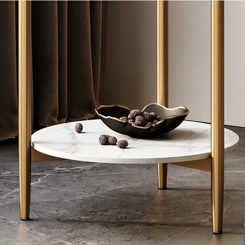 19.69" W x 19.69" D x 22.83" H Side End Table Glass Round Side Table with Shelf