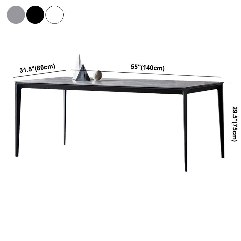Industrial Style Sintered Stone Dining Table Aviation Aluminum Base Rectangle Table for Home Clearhalo ' dining_table' 'Dining Tables & Seating' 'Dining Tables' 'Furniture' 'furniture_dining_table' 'Kitchen & Dining Furniture' 'kitchen&dining_furn' 'kitchen' 'kitchen_dining_table' 1200x1200_248fba3a-fc8c-42a2-a47a-4625fbee8051