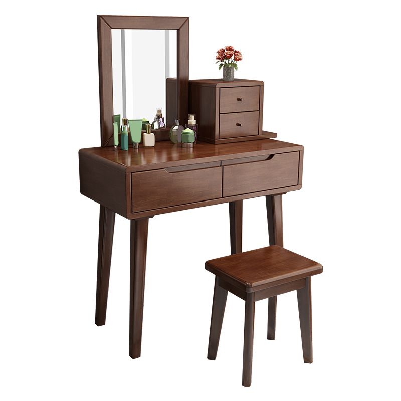 Mirrored Wood Makeup Dressing Table Stool Set with 4 Drawers Clearhalo 'Bedroom Furniture' 'furn' 'furn_makeup_vanities' 'Furniture' 'Makeup Vanities' 'makeup_vanities' 1200x1200_249074b1-1d36-4255-a06f-4c11e2d8ce8a