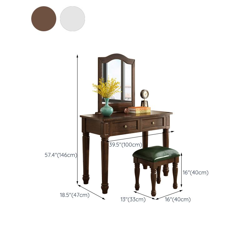 18.50" Wide Solid Wood Vanity Set with Mirror and Drawer Traditional Make-up Vanity