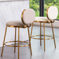 Nordic Glam Bar-stool PU Leather Counter Bar Stool with Metal Legs