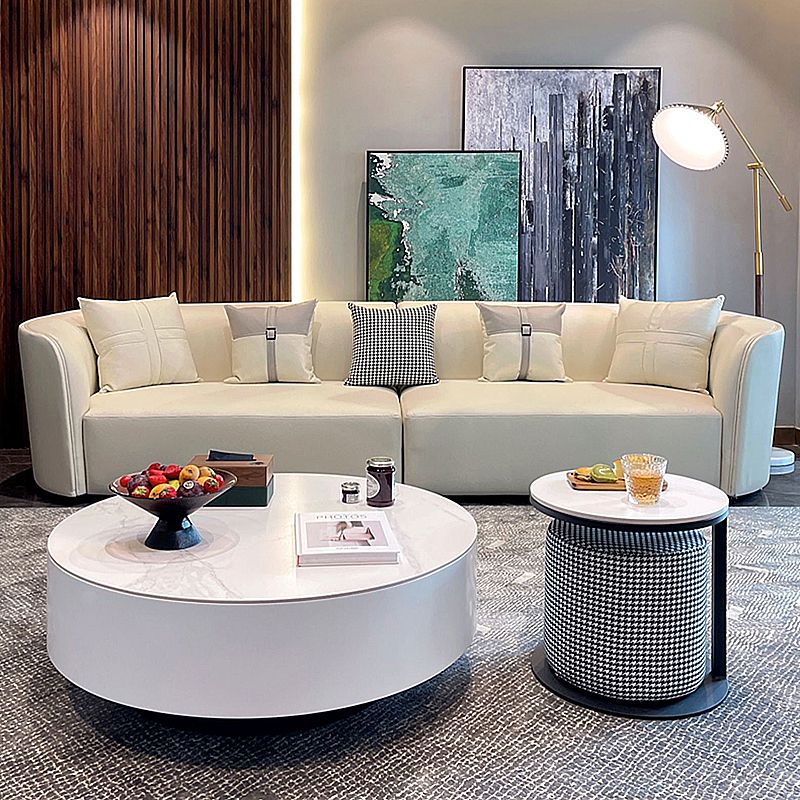 Stain-Resistant Modern Faux Leather Sofa/Sectional Pillowed Back Cushions Clearhalo 'furn' 'furn_sectionals' 'Furniture' 'furniture_sectionals' 'kitchen' 'kitchen_sectionals' 'Living Room Furniture' 'Sectionals' 1200x1200_2493634a-1674-4b85-9fd4-ba87837e6284