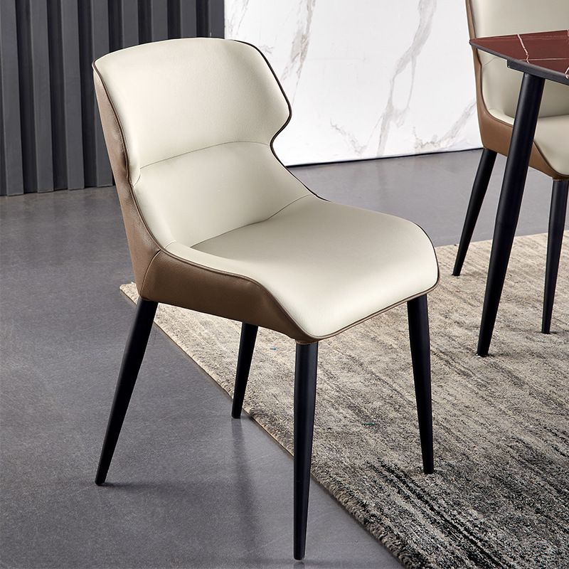 Modern Metal Dining Accent Chair Upholstered Parsons Chair with Black Legs Clearhalo ' kitchen&dining_furn' 'Dining Chairs' 'Dining Tables & Seating' 'dining_chair' 'furn' 'furn_dining_chair' 'Furniture' 'furniture_dining_chair' 'Kitchen & Dining Furniture' 'kitchen' 1200x1200_249478f2-c8f3-4ca4-9b1f-67433a54849a