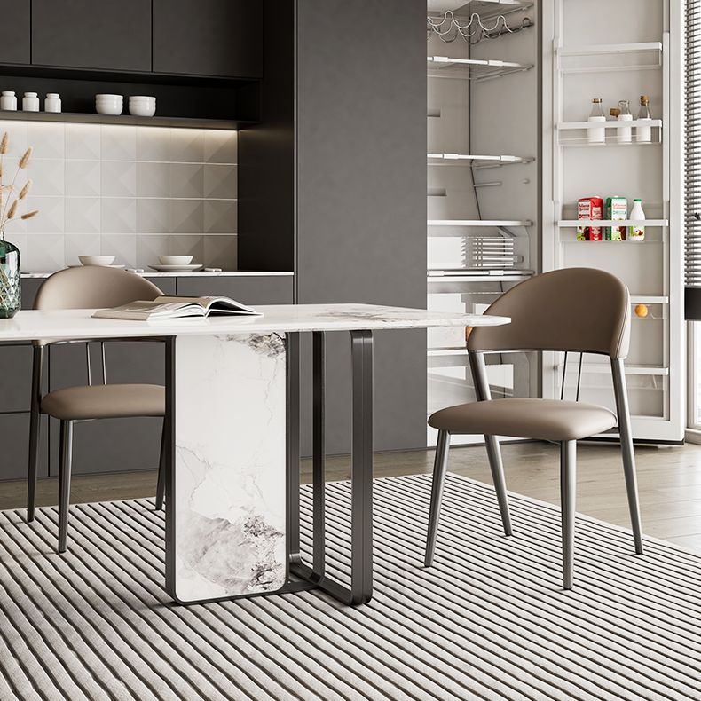 Eigentijdse gestoffeerde armloze stoel huis metalen eetkamerstoel