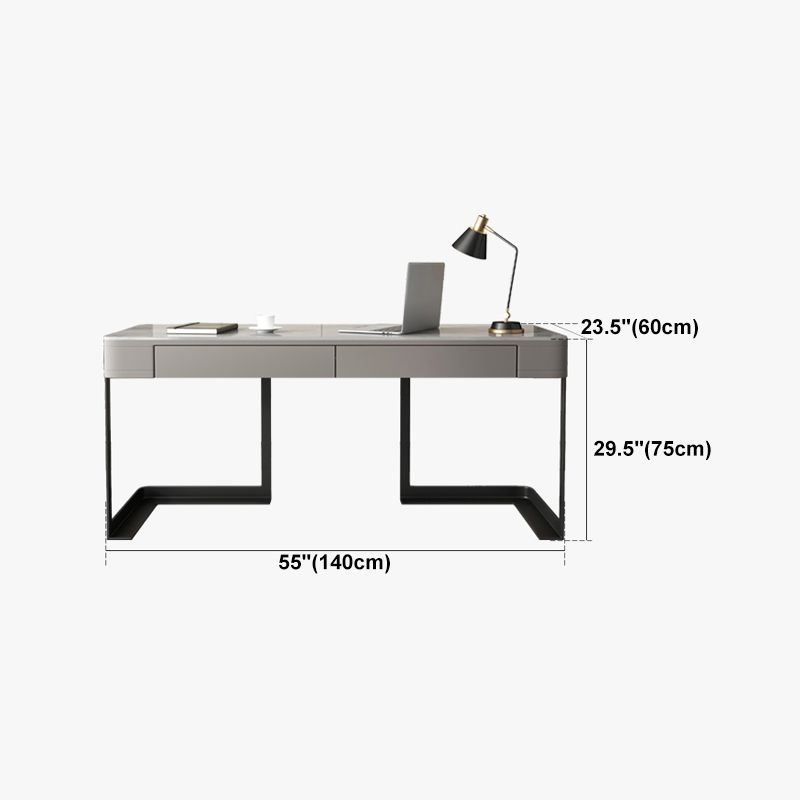 Modern Style 2-drawer Office Desk Sintered Stone Desk for Home Clearhalo 'furn' 'furn_office_desk' 'Furniture' 'Office Desks' 'Office Furniture' 'office_desk' 1200x1200_2494e4ce-1693-4ed1-a517-16465ca52e76