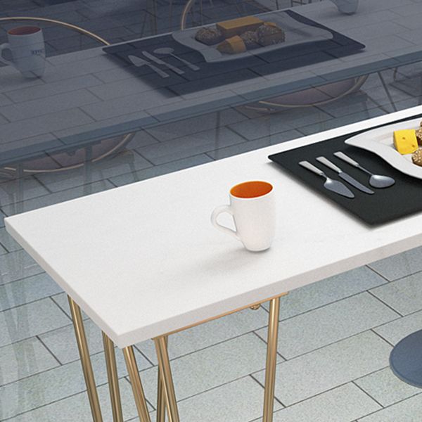 Tavolo da pub rettangolo bianco finto tavolo da cocktail in altezza della barra in marmo con base metallica