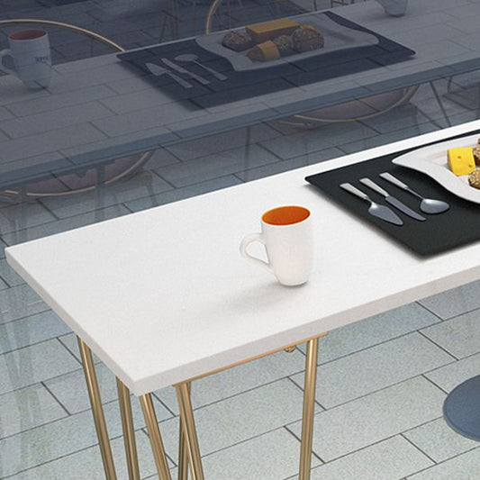 Tavolo da pub rettangolo bianco finto tavolo da cocktail in altezza della barra in marmo con base metallica