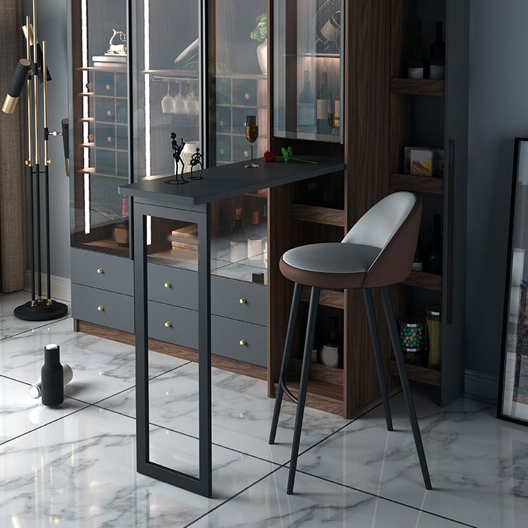 Black Manufactured Wood Bar Table with Glass Storage Modern Pub Table for Dining Room Clearhalo 'Bar Furniture' 'Bar Tables' 'bar_tables' 'furn' 'furn_bar_tables' 'Furniture' 'Kitchen & Dining Furniture' 1200x1200_2497f5ca-a517-489b-81a3-1816a7a875f4