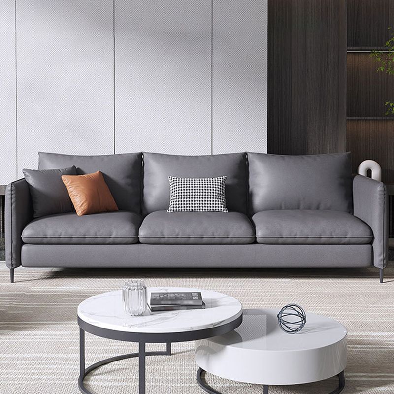 Banco contemporáneo de asentamiento de brazo cuadrado estándar con almohadas en gris