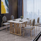 Metal Traditional Luxury Rectangle Table Sintered Stone Table for Kitchen Clearhalo ' dining_table' 'Dining Tables & Seating' 'Dining Tables' 'furn' 'furn_dining_table' 'Furniture' 'furniture_dining_table' 'Kitchen & Dining Furniture' 'kitchen&dining_furn' 'kitchen' 'kitchen_dining_table' 1200x1200_249929dd-c629-40b7-9941-b56dc0f2acd8