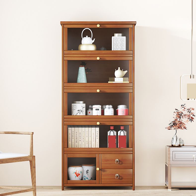 Mid-Century Modern Wood Accent Cabinet 26.4" W Glass Paned Chest in Brown Clearhalo 'Cabinets & Chests' 'cabinets_chests' 'furn' 'furn_cabinets_chests' 'Furniture' 'Living Room Furniture' 1200x1200_249a5dc9-93b2-41ca-ad82-e5f410dc9036