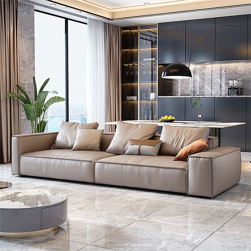 Genuine Leather Pillowed Back Cushions Sofa and Sectional with Wear Resistant Clearhalo 'furn' 'furn_sectionals' 'Furniture' 'furniture_sectionals' 'Living Room Furniture' 'Sectionals' 1200x1200_249c370f-eaf0-48f6-b58a-3133ec3cbe57