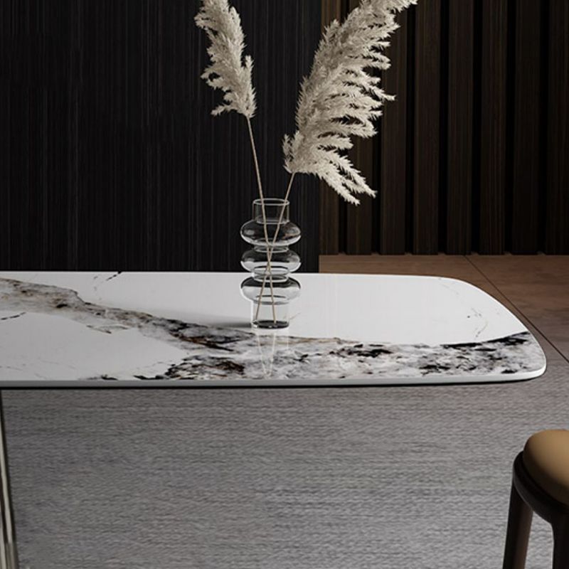 Traditional Luxury Rectangle Dining Table Stone Top Pedestal Casual Dining Table Clearhalo 'Dining Tables & Seating' 'Dining Tables' 'dining_table' 'furn' 'furn_dining_table' 'Furniture' 'Kitchen & Dining Furniture' 1200x1200_249c839c-d3f3-4371-8328-42be0c9535f1