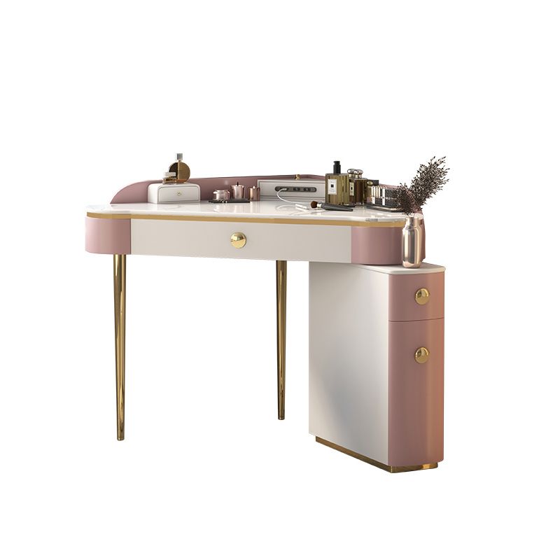 Contemporary Rectangle Make-up Vanity with 3 Drawers and Metal Base