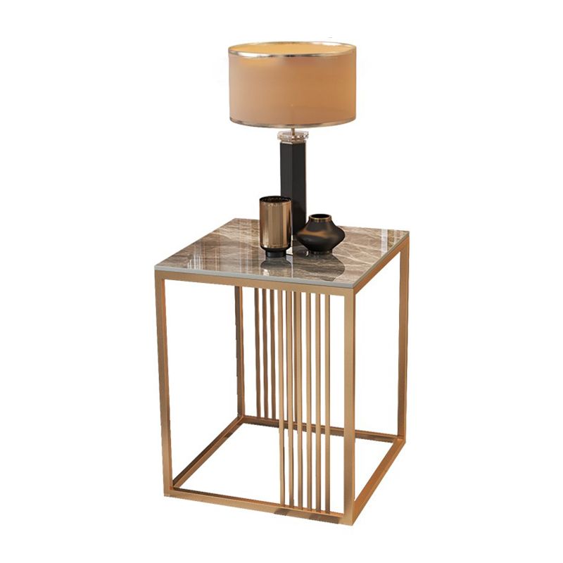 Contemporary Glam Marble Top Side Accent Table Metal Frame End Table