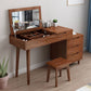 Scandinavian Wood Vanity Set 4-Drawer Flip-Top Makeup Dressing Table
