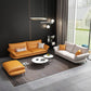 Contemporary Cushions Standard Sofa Leather Flared Arm Sofa for Living Room