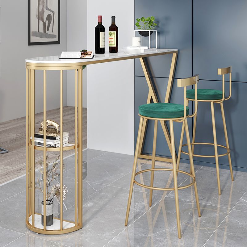 Glam Gold Iron Bar Table Faux Marble White Specialty Top 41.3"H Bistro Table Clearhalo 'Bar Furniture' 'Bar Tables' 'bar_tables' 'furn' 'furn_bar_tables' 'Furniture' 'furniture_bar_tables' 'Kitchen & Dining Furniture' 1200x1200_24a08eba-6a1e-4bbc-97d9-496d98818f33