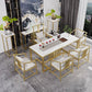 Slate and Metal Table Glam Style Home Rectangular Dining Table