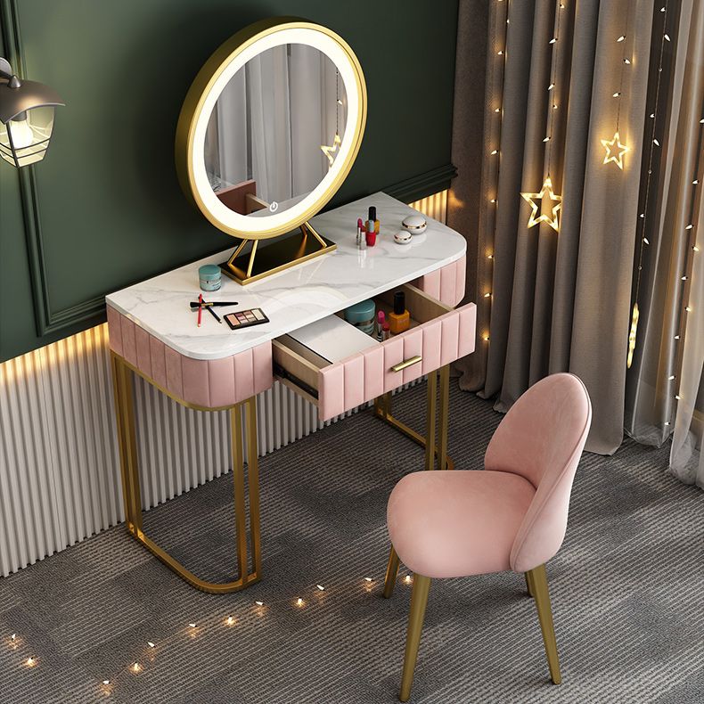 Tavolo da toeletta da top vanità in marmo glam da 29,5 "con 2 cassetti