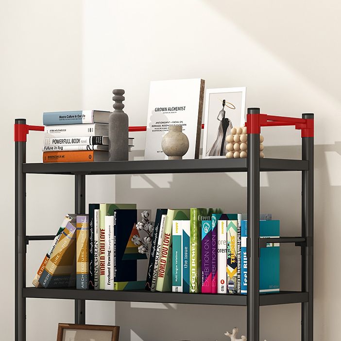 Industrial Steel Etagere Bookshelf Vertical Open Bookshelf with Caster Wheels Clearhalo 'Bookcases' 'furn' 'furn_bookcases' 'Furniture' 'furniture_bookcases' 'Office Furniture' 1200x1200_24a2f42c-1af9-429f-a3c4-b9dbba3f9954