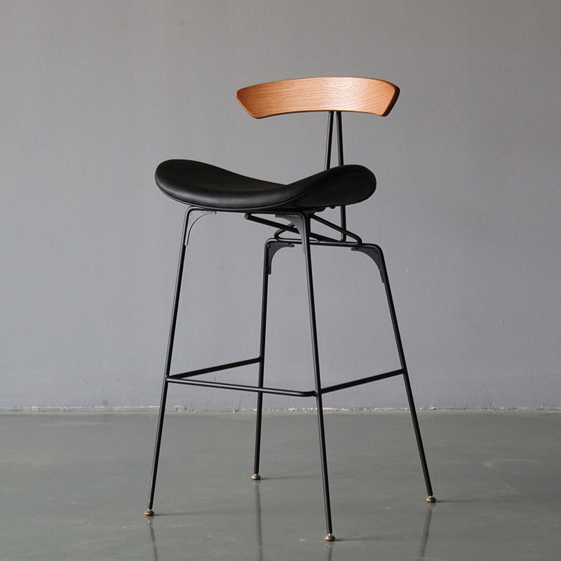 Industrial Style Counter Stool Faux Leather Counter-height Stool for Indoor