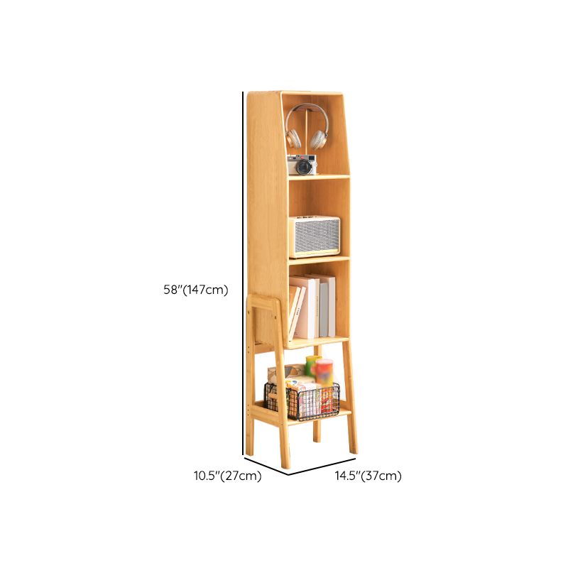 Contemporary Closed Back Bamboo Bookshelf Vertical Bookcase with Shelves Clearhalo 'Bookcases' 'furn' 'furn_bookcases' 'Furniture' 'Office Furniture' 1200x1200_24a5cd2c-e228-4bdb-ade0-134f05ae6ba1