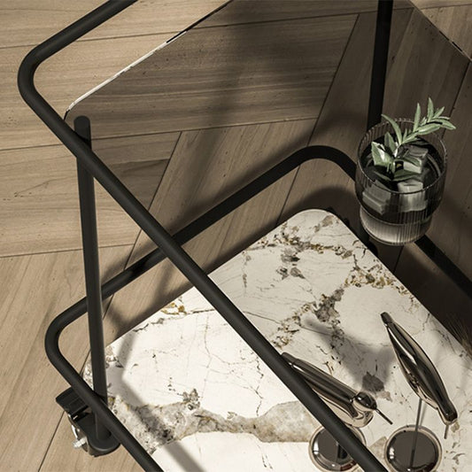 Modern Glass Top End Table with Casters Rectangular 25.6" W Shelf Included Side Table Clearhalo 'Coffee & Accent Tables' 'End & Side Tables' 'end_side_tables' 'furn' 'furn_end_side_tables' 'Furniture' 'Living Room Furniture' 1200x1200_24a63a02-646c-425e-a62e-30f249667d1d