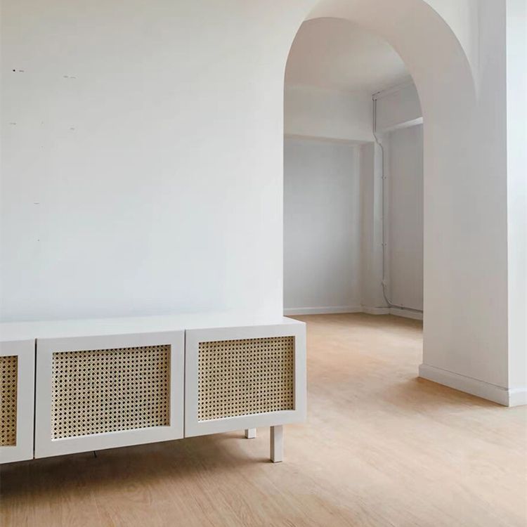 Rattan 4 Doors Buffet Table 20-inch Height Wood Kitchen Table for Dining Room Clearhalo 'buffet_sideboard' 'Buffets & Sideboards' 'furn' 'furn_buffet_sideboard' 'Furniture' 'furniture_buffet_sideboard' 'Kitchen & Dining Furniture' 1200x1200_24a6bd4c-40d5-4ef4-982a-f0a576c581ac