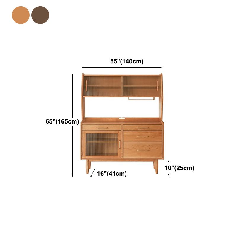 Living Room Glam Style Wood Top Cupboard 66-inch Height Glass Doors Kitchen Table Clearhalo 'buffet_sideboard' 'Buffets & Sideboards' 'furn' 'furn_buffet_sideboard' 'Furniture' 'furniture_buffet_sideboard' 'Kitchen & Dining Furniture' 1200x1200_24a70f73-9172-4c98-a623-96c038cc4cd3