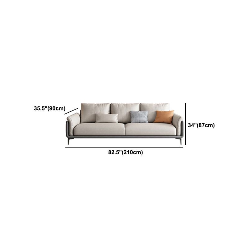 Faux Leather Stain Resistant Contemporary Sofa Couch in Beige Clearhalo 'furn' 'furn_sofas' 'Furniture' 'Living Room Furniture' 'Sofa' 'sofas' 1200x1200_24a8d313-e3ea-41c5-9e1a-e1b57ee040e0
