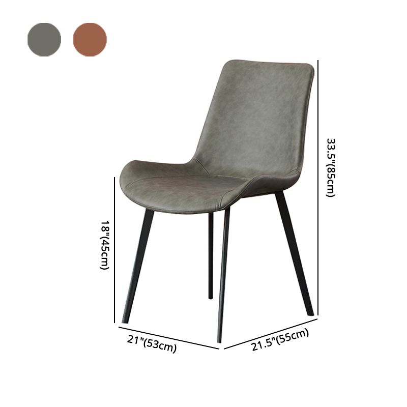 Metal Leather Industrial Dining Chairs Solid Back Dining Room Chairs (Set of 2) Clearhalo ' kitchen&dining_furn' 'Dining Chairs' 'Dining Tables & Seating' 'dining_chair' 'furn' 'furn_dining_chair' 'Furniture' 'furniture_dining_chair' 'Kitchen & Dining Furniture' 'kitchen' 1200x1200_24a90f1f-6fa5-44ef-8c97-f49e6cc21f3e