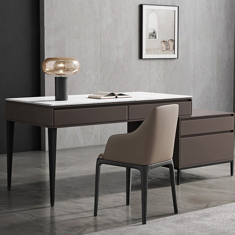 2 Drawers Writing Desk Rectangular Shaped Task Desk in Brown for Office Clearhalo 'furn' 'furn_office_desk' 'Furniture' 'Office Desks' 'Office Furniture' 'office_desk' 1200x1200_24ab1604-6951-4f4d-aef6-c7c7bf997e56